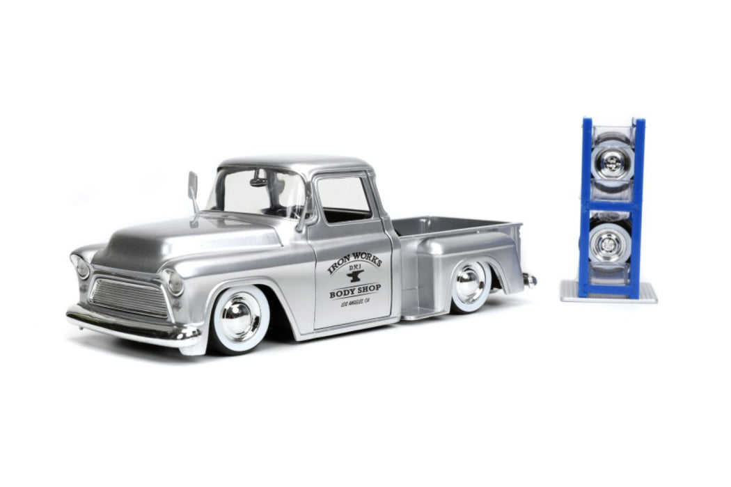 Just Trucks - Chevy Stepside Pick Up 1955 Silver 1:24 Scale Diecast Vehicle