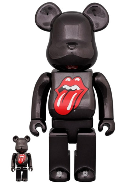 BE@RBRICK The Rolling Stones Lips & Tongue BLACK CHROME Ver. 100% & 400%