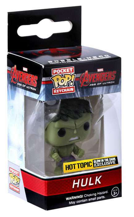 Avengers Age Of Ultron Hulk Glow in Dark Hot Topic Exclusive Pop Key Chain.